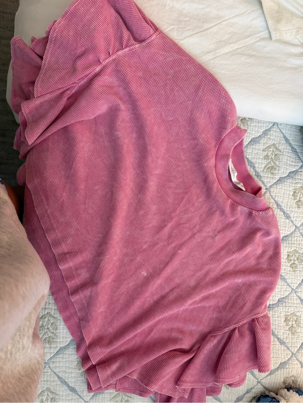 Altar'd State Raspberry Pink Ruffle Sleeve Top